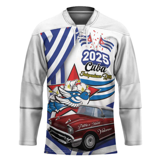 Personalized Cuba 2025 Independence Day Hockey Jersey The Beauty Of Classic Car LT01