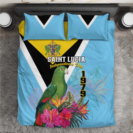 Saint Lucia Independence Day Bedding Set Tropical Amazona Versicolor LT01