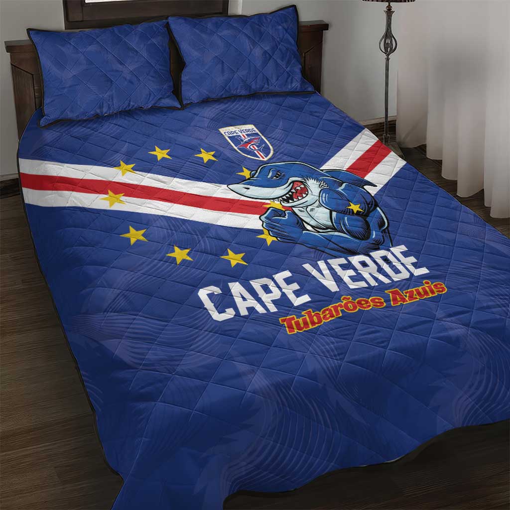 Cape Verde Football Quilt Bed Set Tubaroes Azuis Make History LT01