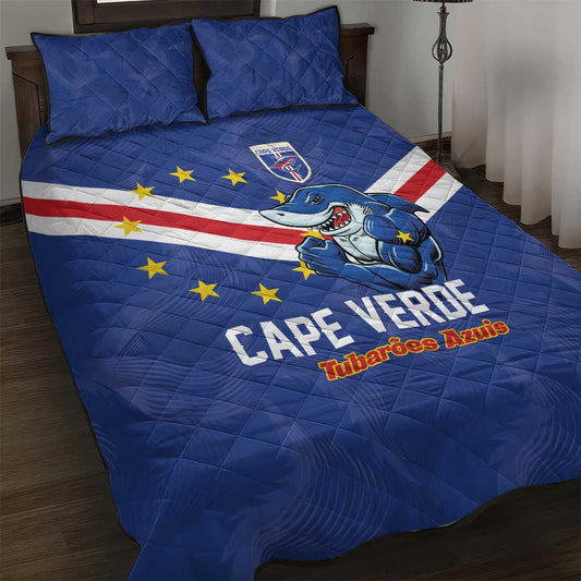 Cape Verde Football Quilt Bed Set Tubaroes Azuis Make History LT01