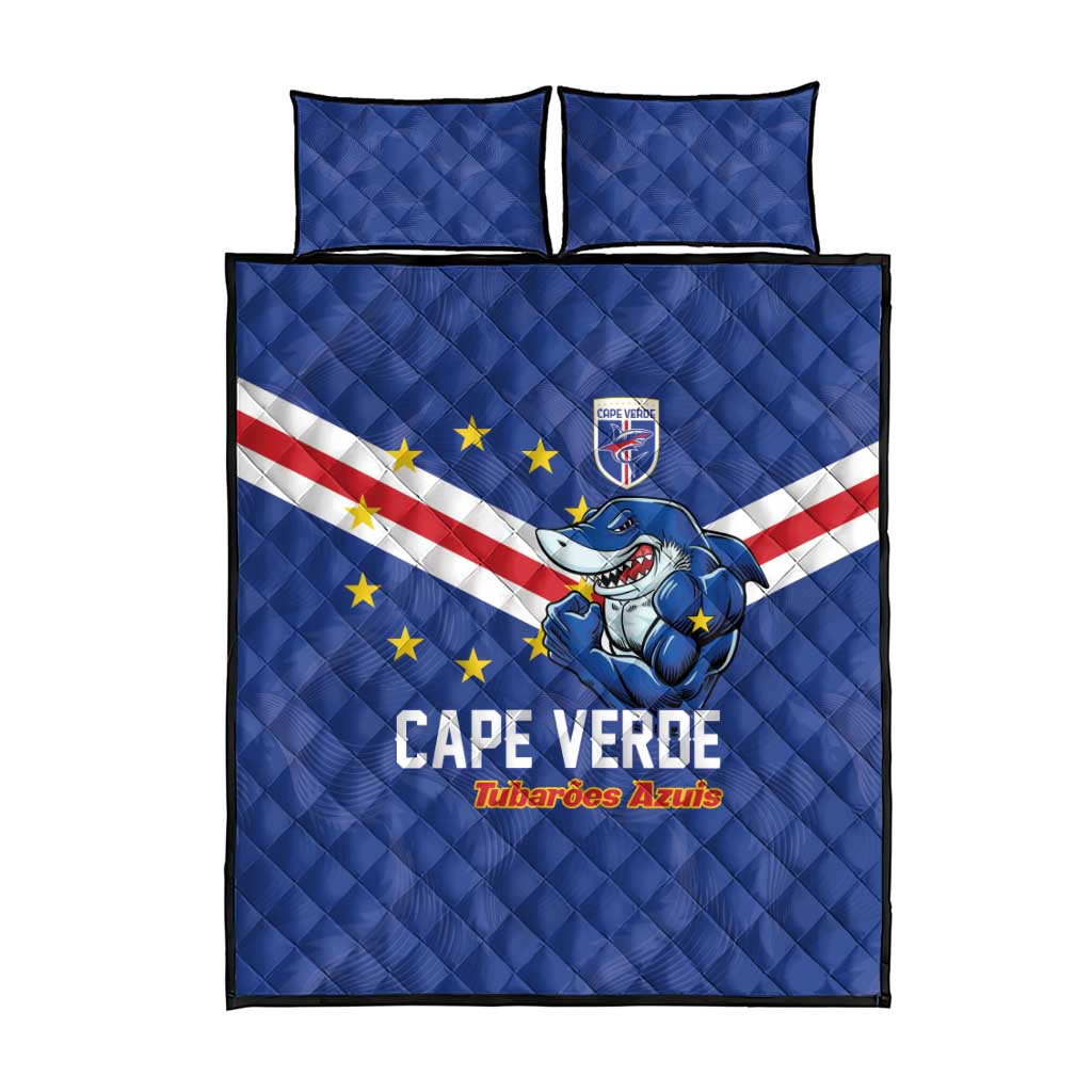 Cape Verde Football Quilt Bed Set Tubaroes Azuis Make History LT01