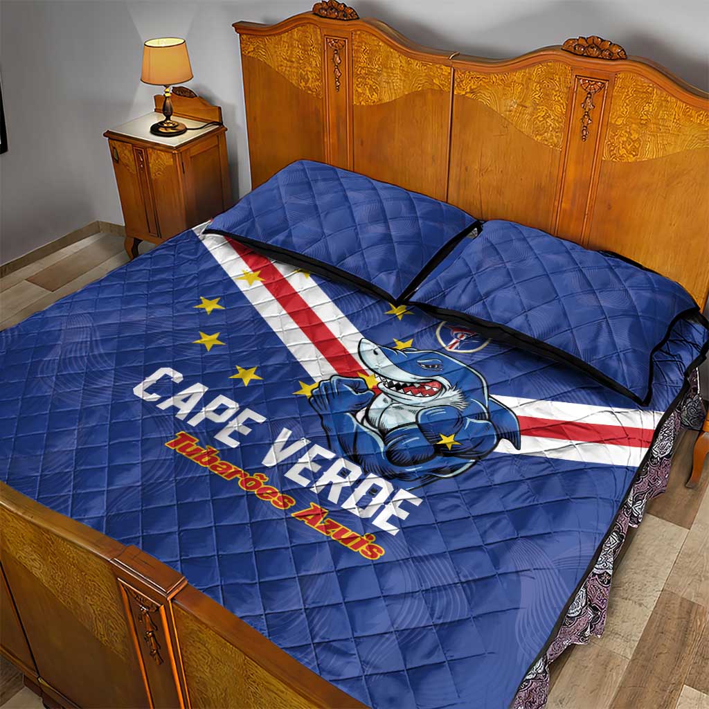 Cape Verde Football Quilt Bed Set Tubaroes Azuis Make History LT01