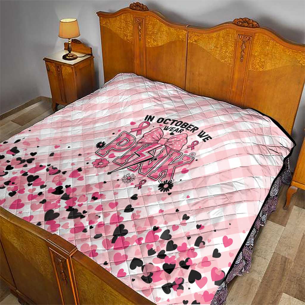 In October We Wear Pink Quilt Pink Pretty Bow Pastel Gingham LT01