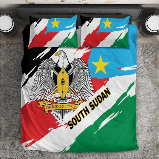 South Sudan Bedding Set Grunge Flag Style LT01