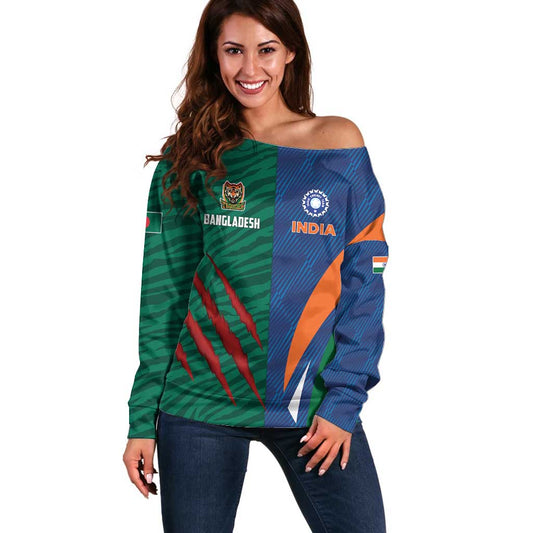 Custom Cricket India Vs Bangladesh Off Shoulder Sweater Simple Style LT01