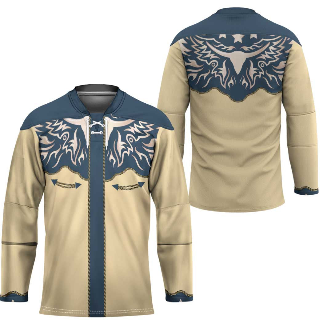 Vintage Western Yoke Shirt Ornament Style Hockey Jersey LT03