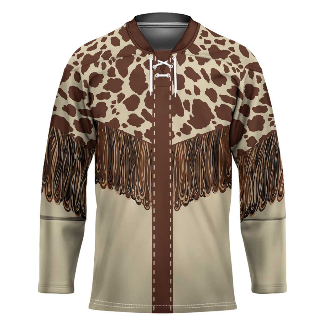 Vintage Western Cow Yoke Shirt Fringe Style Hockey Jersey LT03