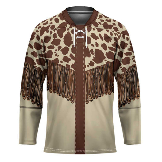 Vintage Western Cow Yoke Shirt Fringe Style Hockey Jersey LT03