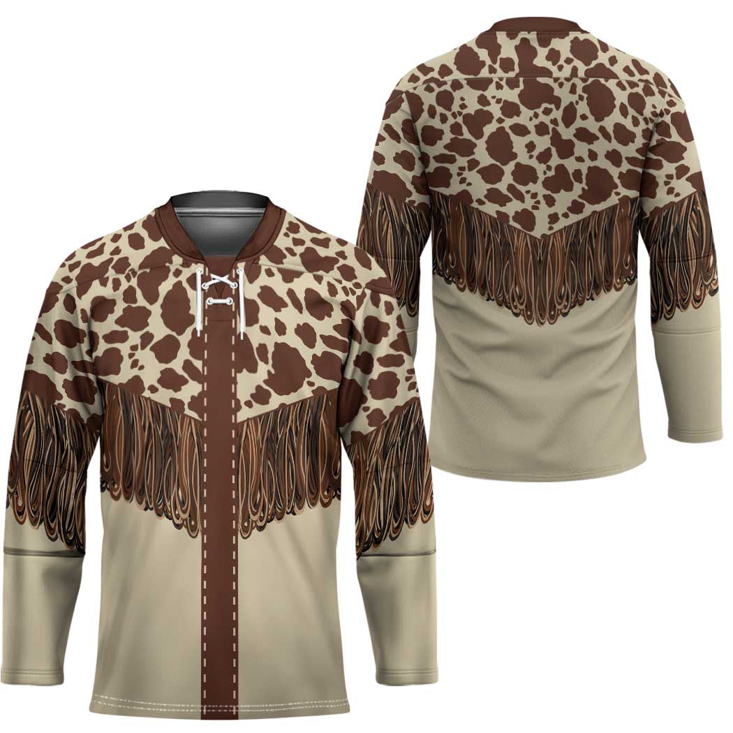 Vintage Western Cow Yoke Shirt Fringe Style Hockey Jersey LT03