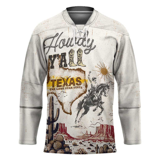 Texas Heritage Vintage Style Hockey Jersey Howdy Yall and Lone Star State LT03