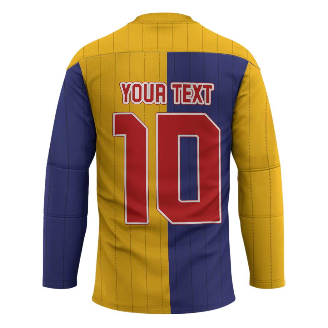Custom Ukraine National Football Hockey Jersey The Blue and Yellow with Map Half Style LT03