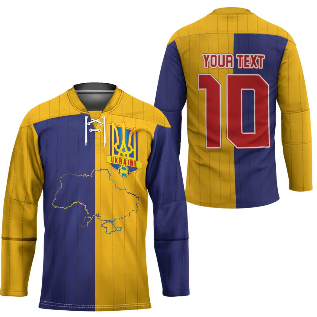 Custom Ukraine National Football Hockey Jersey The Blue and Yellow with Map Half Style LT03