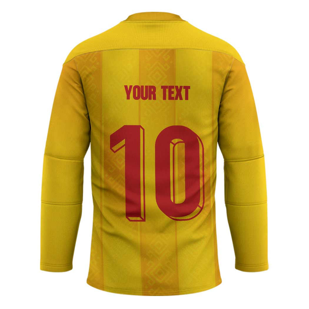 Custom Ukraine National Football Hockey Jersey Vyshyvanka Inspired Geometry LT03