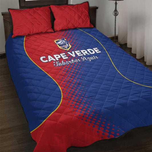 Cape Verde Football Quilt Bed Set Blue Sharks Make History LT05