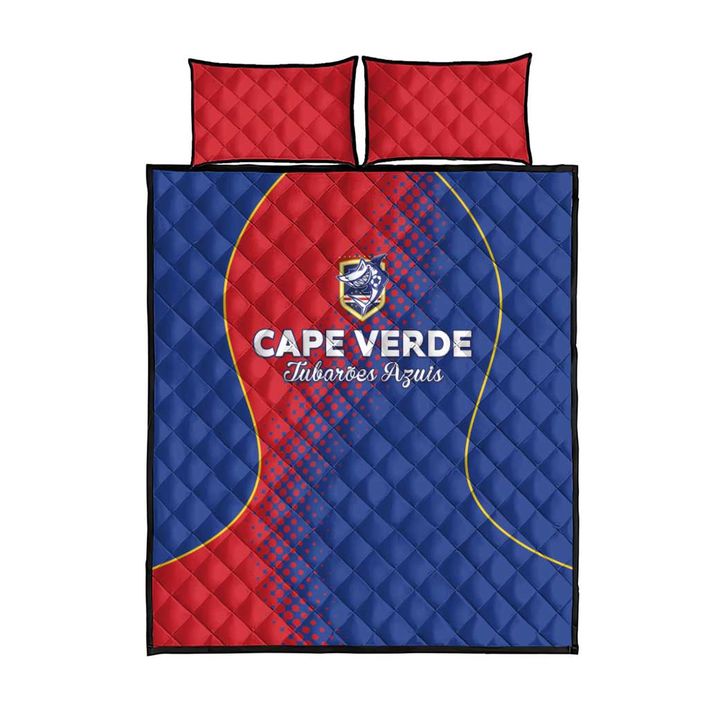 Cape Verde Football Quilt Bed Set Blue Sharks Make History LT05