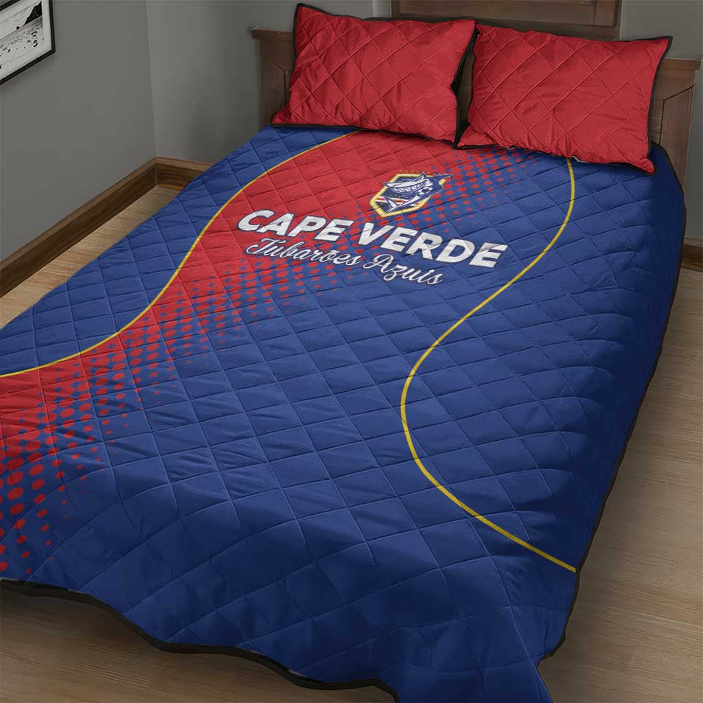 Cape Verde Football Quilt Bed Set Blue Sharks Make History LT05