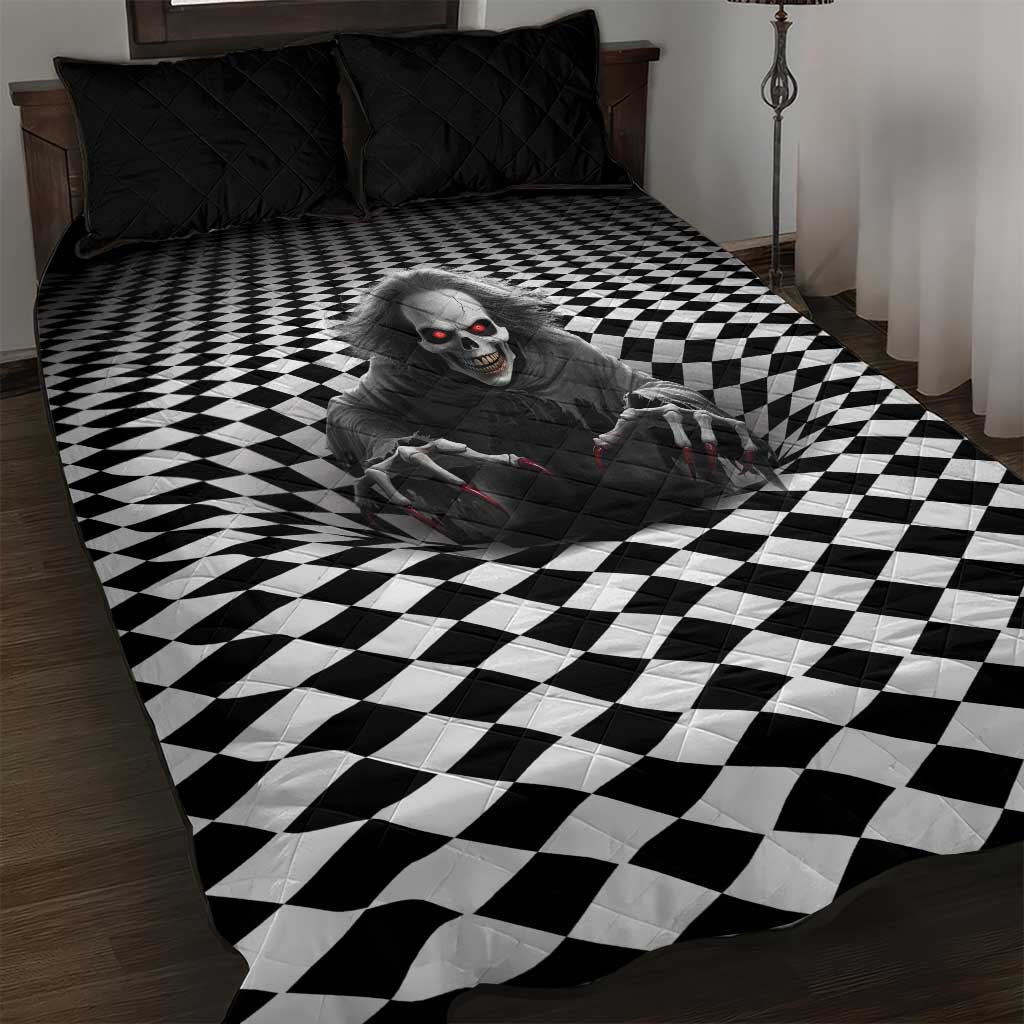 3D Illusion Horror Halloween Quilt Bed Set Creepy Evil Skull LT05