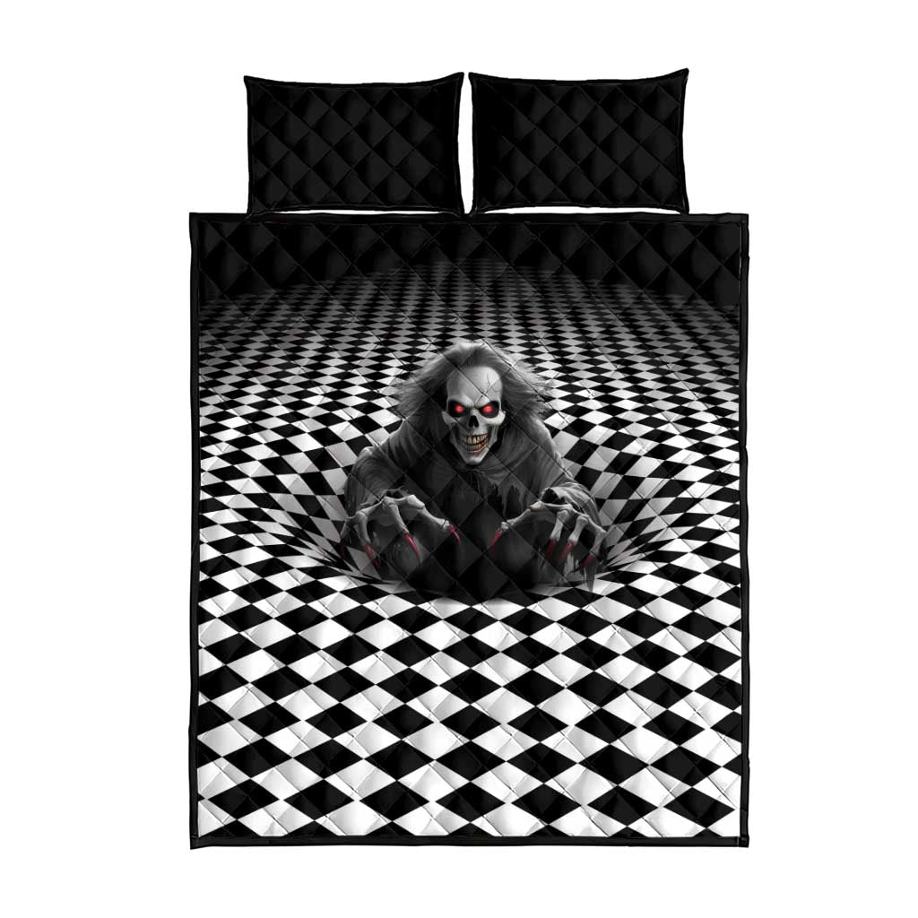 3D Illusion Horror Halloween Quilt Bed Set Creepy Evil Skull LT05