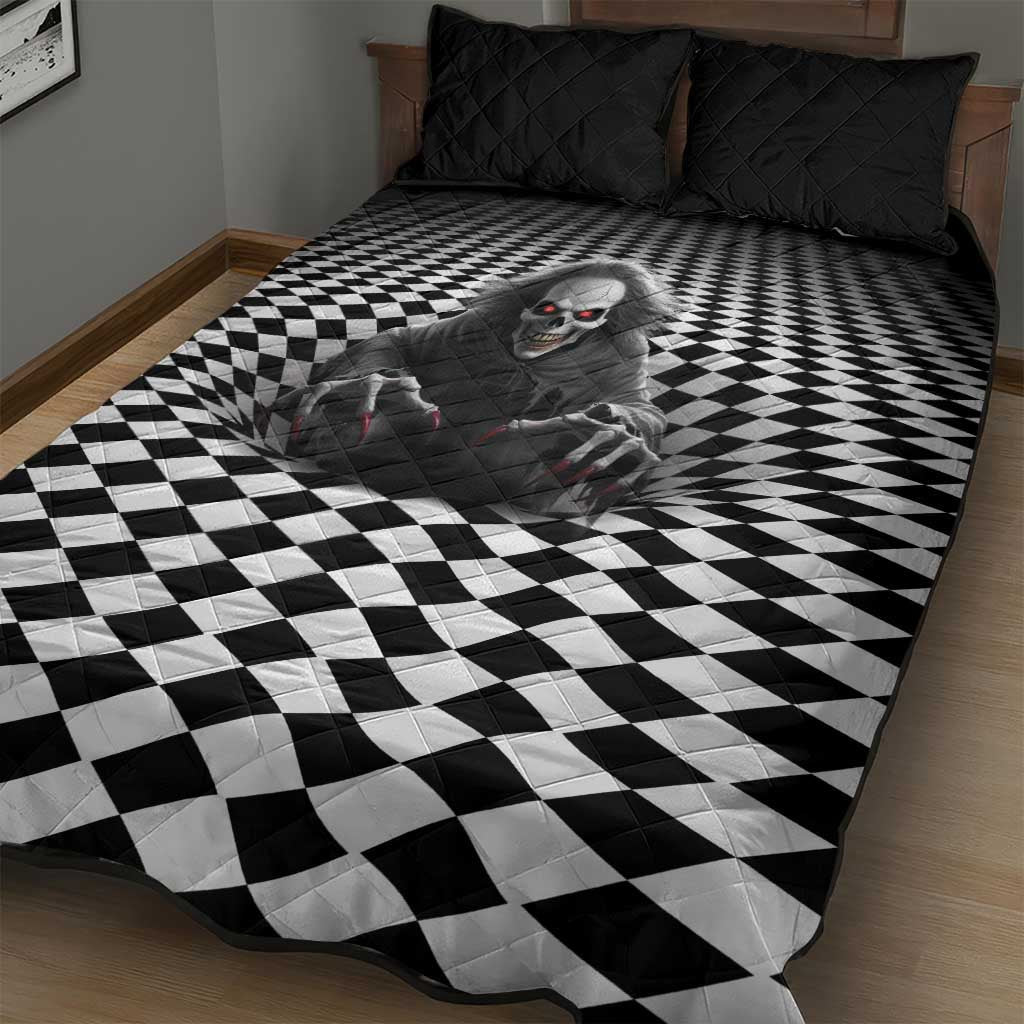 3D Illusion Horror Halloween Quilt Bed Set Creepy Evil Skull LT05