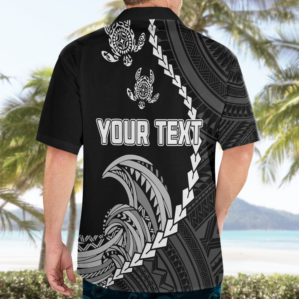 Personalised Guam Hawaiian Shirt Tribal Turtles Curves Style - Black LT7