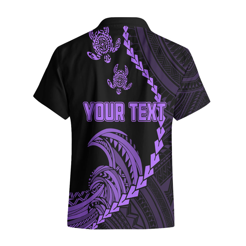 Personalised Guam Hawaiian Shirt Tribal Turtles Curves Style - Purple LT7