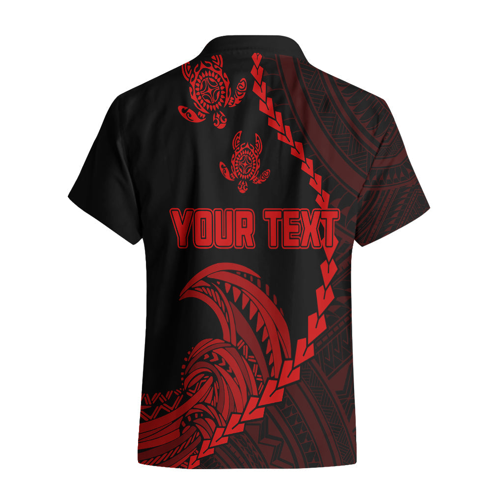 Personalised Guam Hawaiian Shirt Tribal Turtles Curves Style - Red LT7