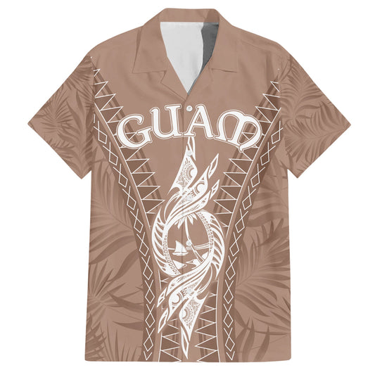 Personalised Guam Hawaiian Shirt Chamoro Latte Stone Mix Tropical - Brown LT7