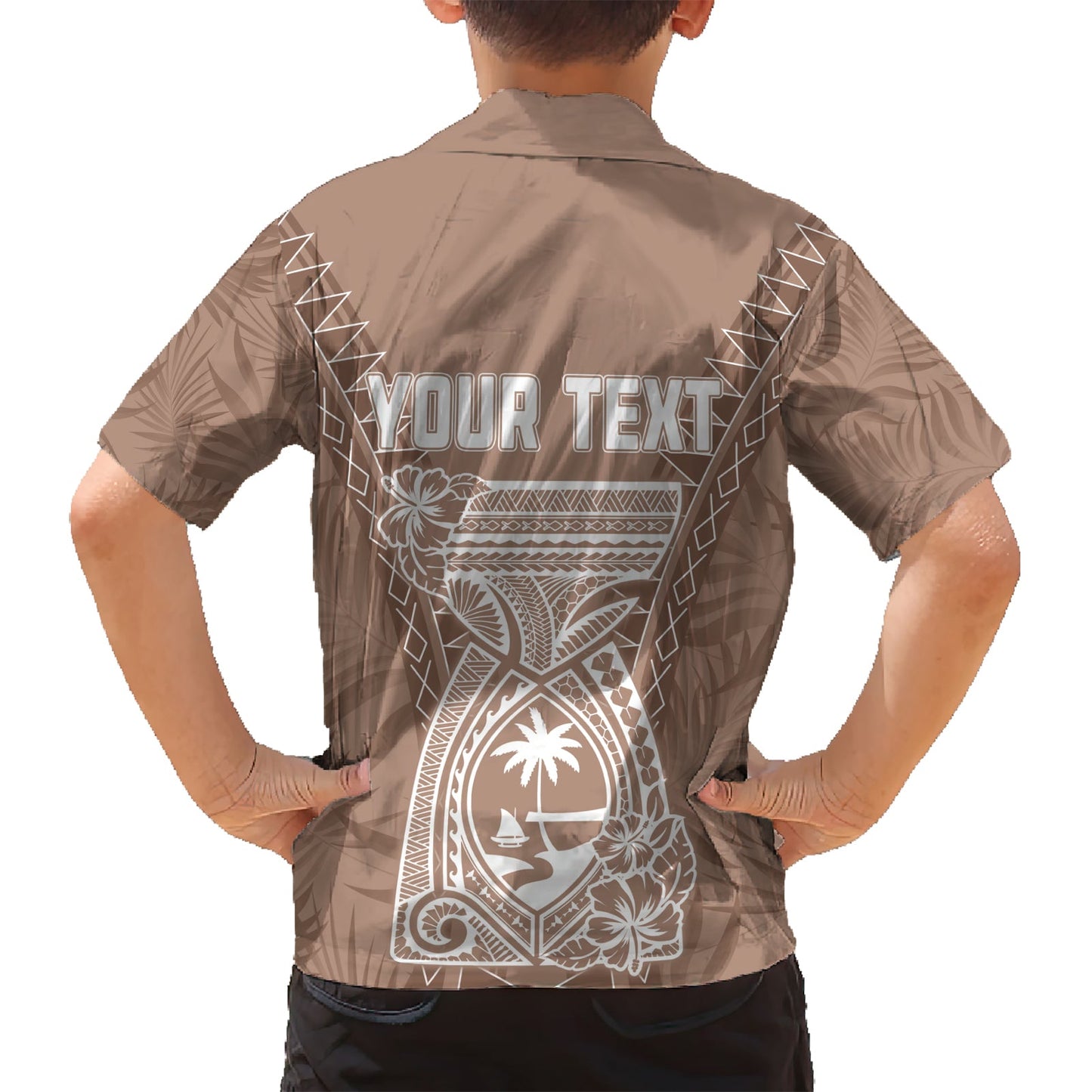 Personalised Guam Hawaiian Shirt Chamoro Latte Stone Mix Tropical - Brown LT7
