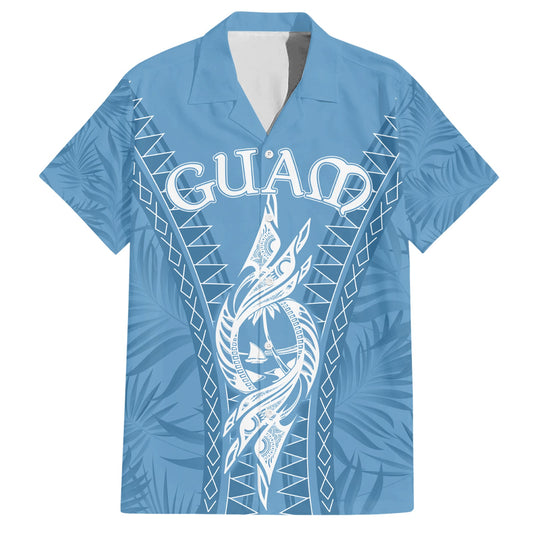 Personalised Guam Hawaiian Shirt Chamoro Latte Stone Mix Tropical - Blue LT7