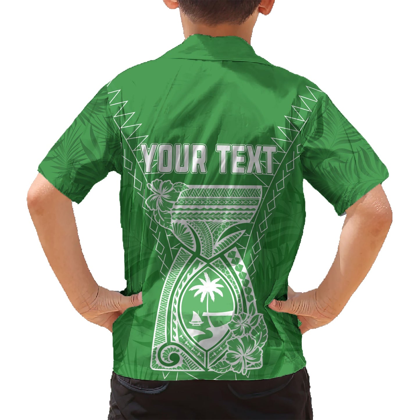 Personalised Guam Hawaiian Shirt Chamoro Latte Stone Mix Tropical - Green LT7