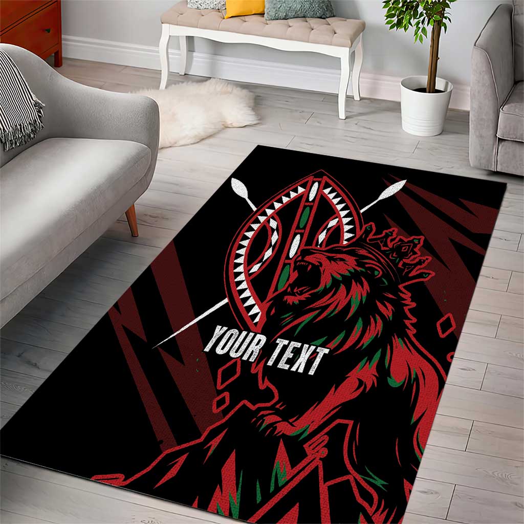 Kenya King Lion Personalized Area Rug Stylized Maasai Shield LT7