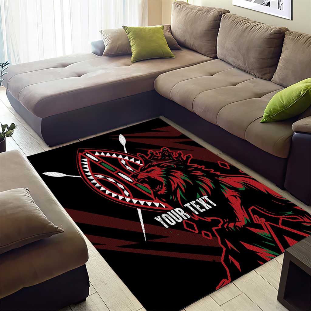 Kenya King Lion Personalized Area Rug Stylized Maasai Shield LT7