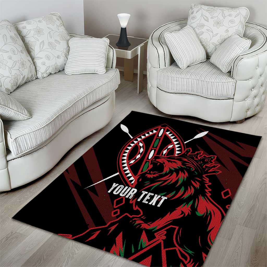 Kenya King Lion Personalized Area Rug Stylized Maasai Shield LT7