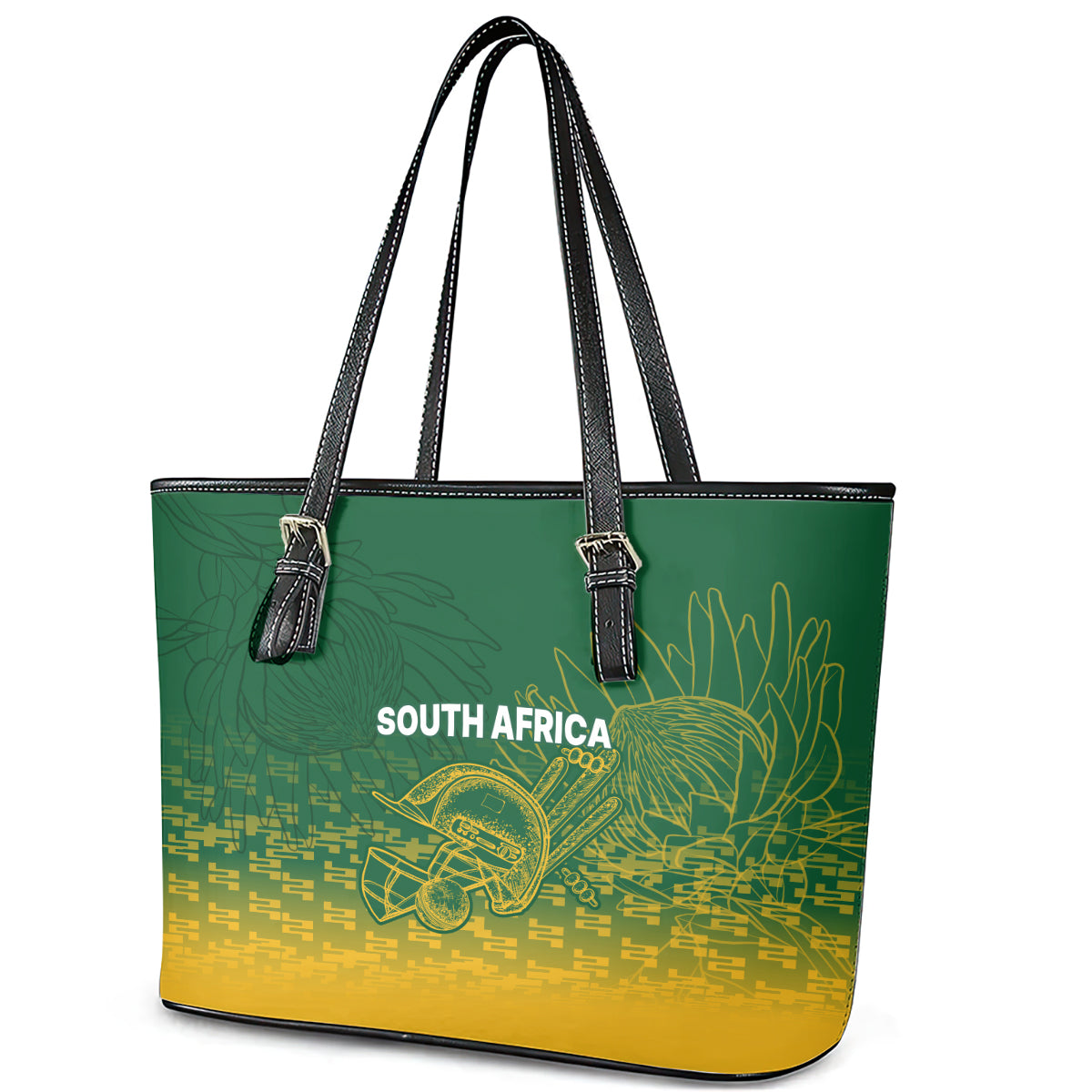 South Africa Cricket Leather Tote Bag Go Proteas World Cup Version 2023 Sproty LT9