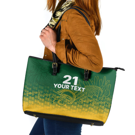 Custom South Africa Cricket Leather Tote Bag Go Proteas World Cup Version 2023 Sproty LT9