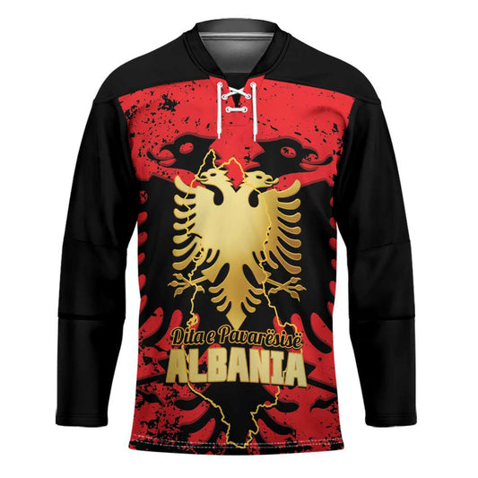 Albania Independence Day Hockey Jersey Dita e Pavaresise Map Grunge Style LT14