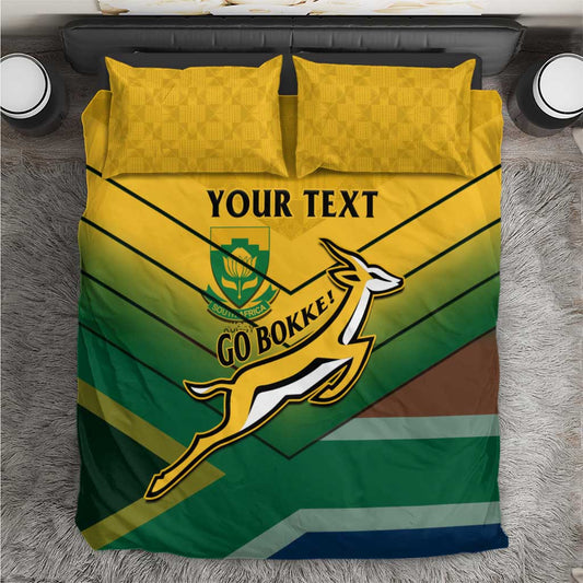 Custom South Africa Rugby Bedding Set Springboks Go Champions African Pattern LT14