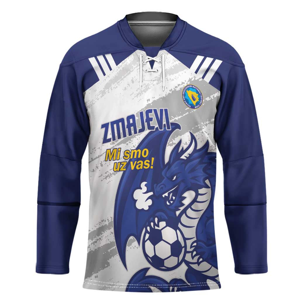 Bosnia and Herzegovina Football Custom Hockey Jersey Go Zmajevi Mi smo uz vas White Version LT14