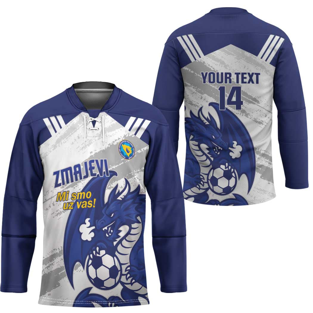 Bosnia and Herzegovina Football Custom Hockey Jersey Go Zmajevi Mi smo uz vas White Version LT14