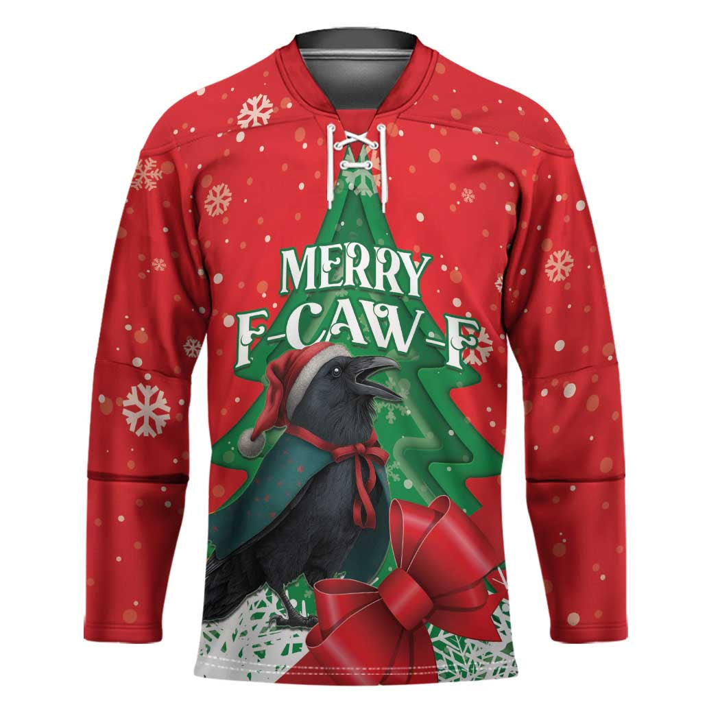Funny Christmas Raven Hockey Jersey Merry F Caw F LT15
