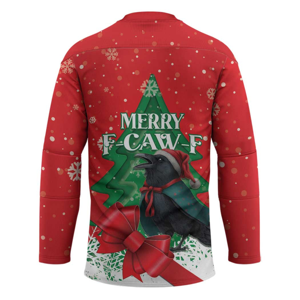Funny Christmas Raven Hockey Jersey Merry F Caw F LT15