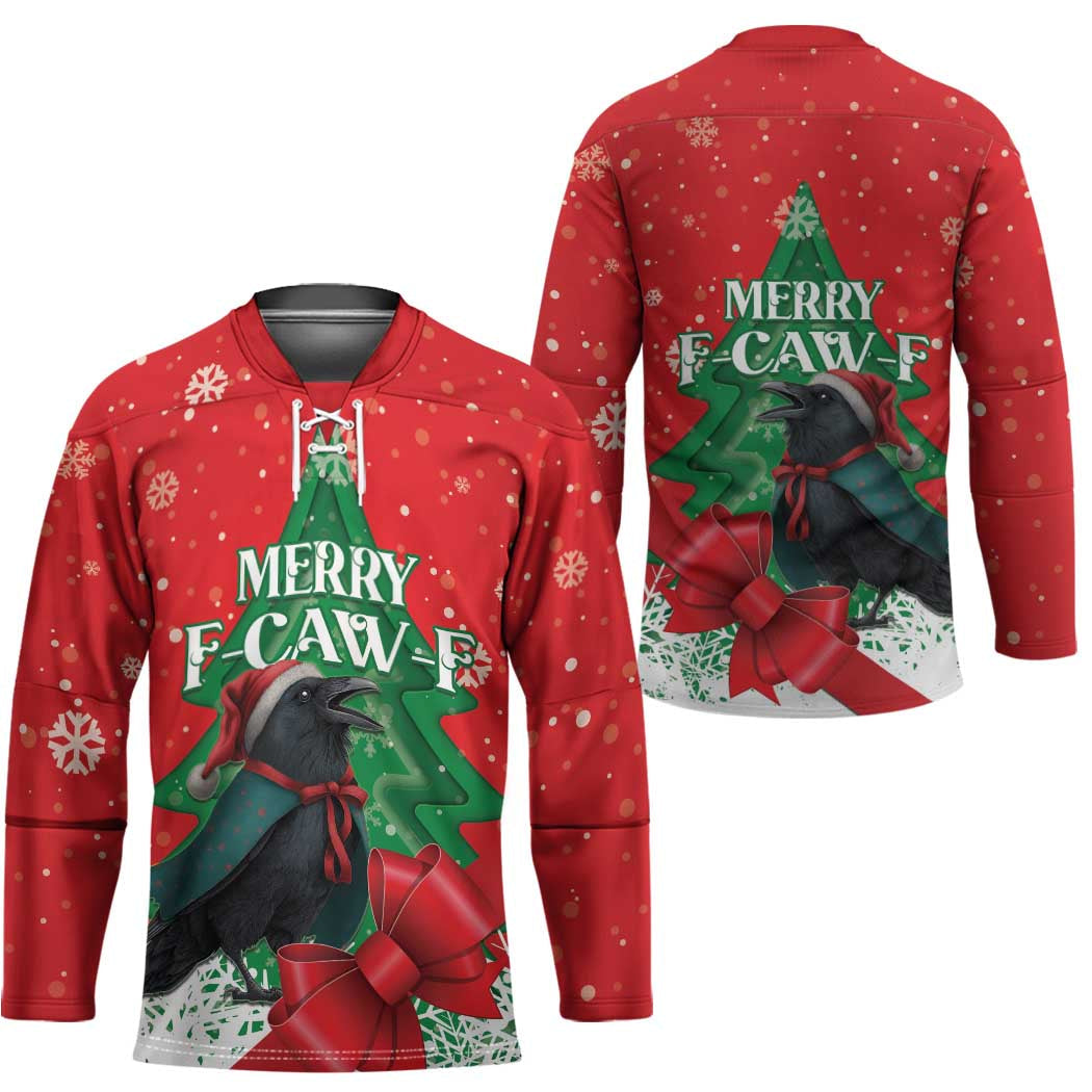 Funny Christmas Raven Hockey Jersey Merry F Caw F LT15