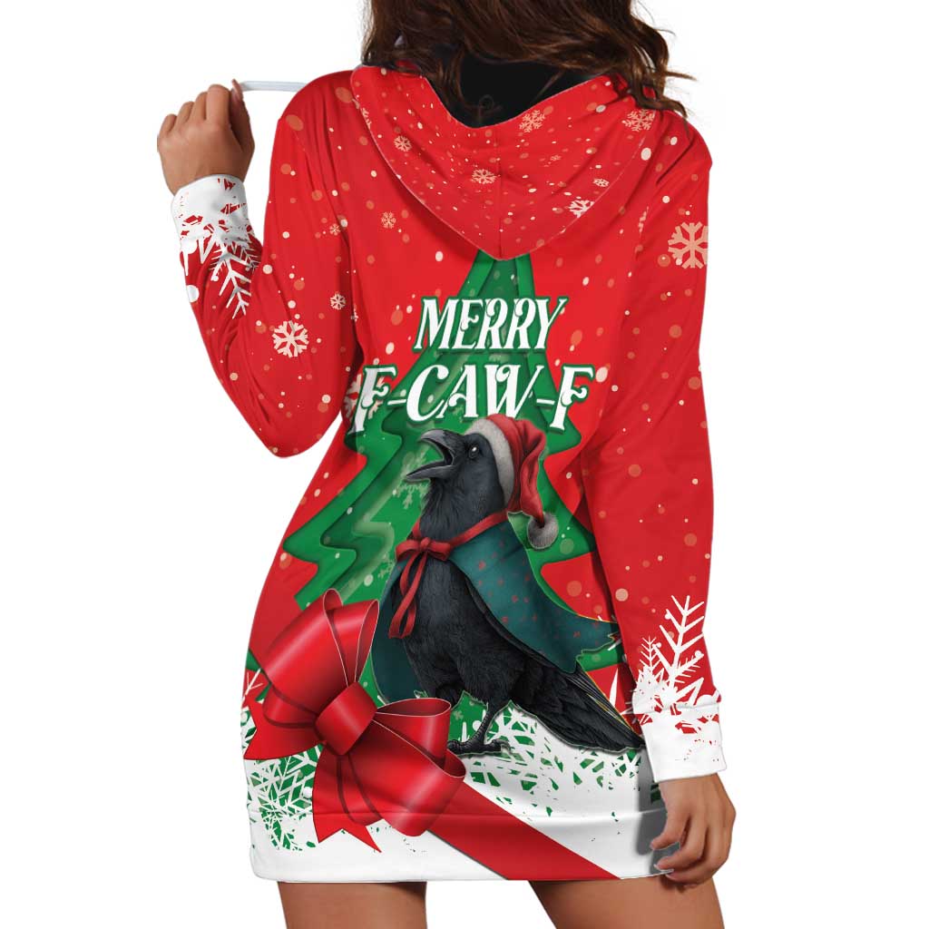 Funny Christmas Raven Hoodie Dress Merry F Caw F LT15