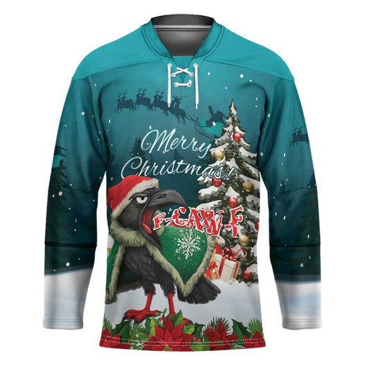 F Caw F Raven Santa Hockey Jersey Funny Christmas LT15