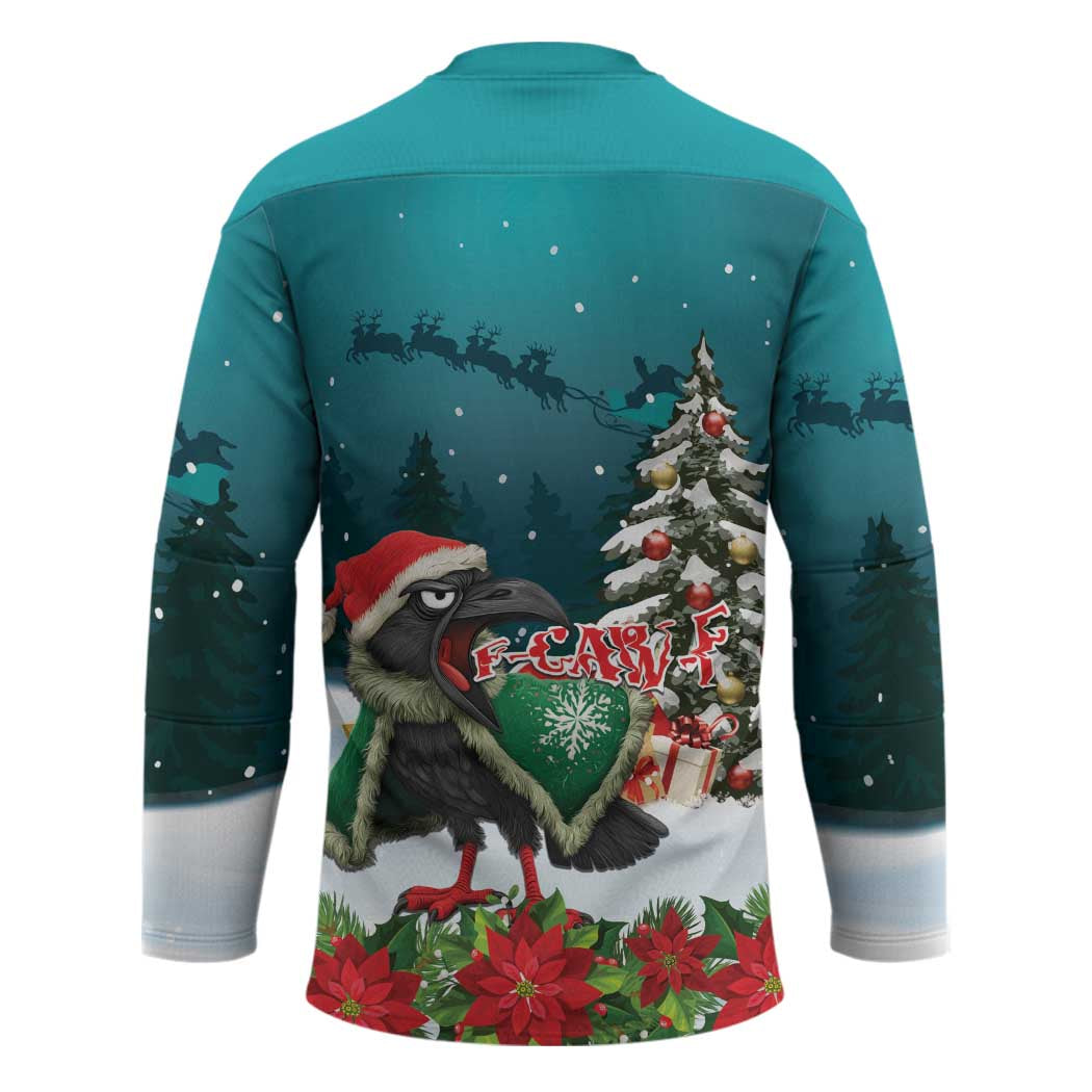 F Caw F Raven Santa Hockey Jersey Funny Christmas LT15