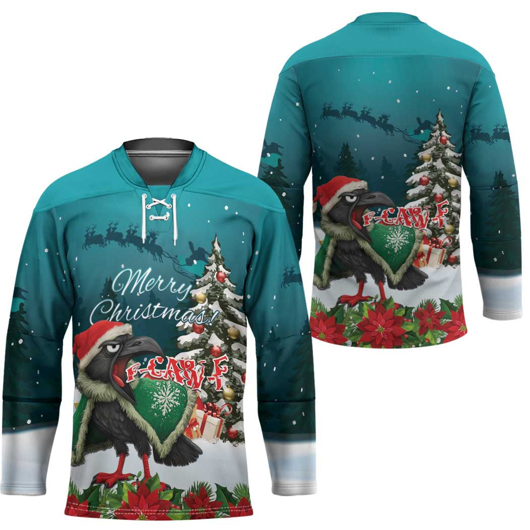 F Caw F Raven Santa Hockey Jersey Funny Christmas LT15