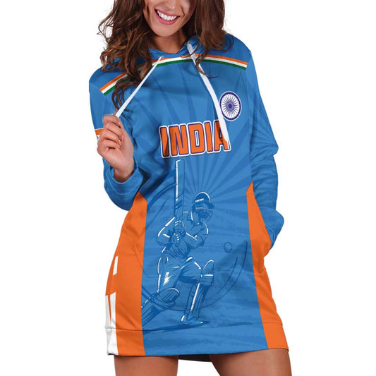 Custom India Cricket Hoodie Dress Go Champions LT15