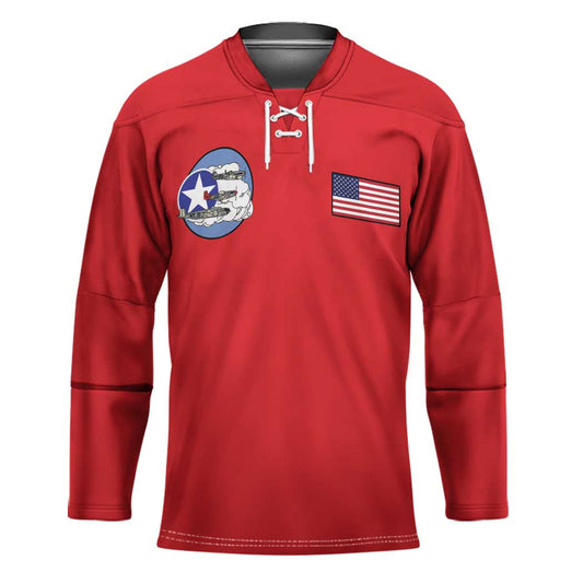 Tuskegee Airmen WWII Heroes Hockey Jersey The Great American Aviators Red Art LT15