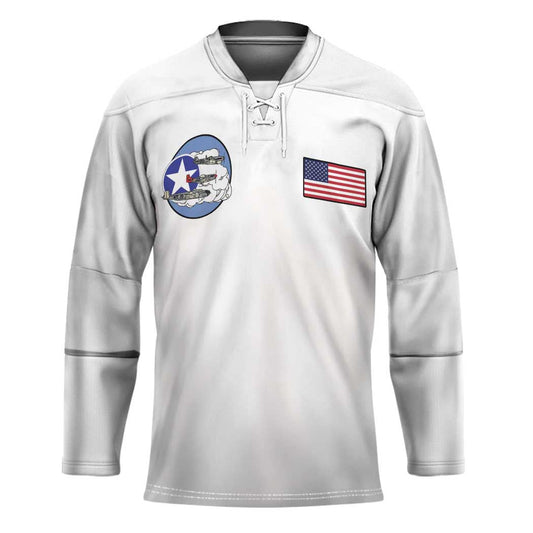Tuskegee Airmen WWII Heroes Hockey Jersey The Great American Aviators White Art LT15