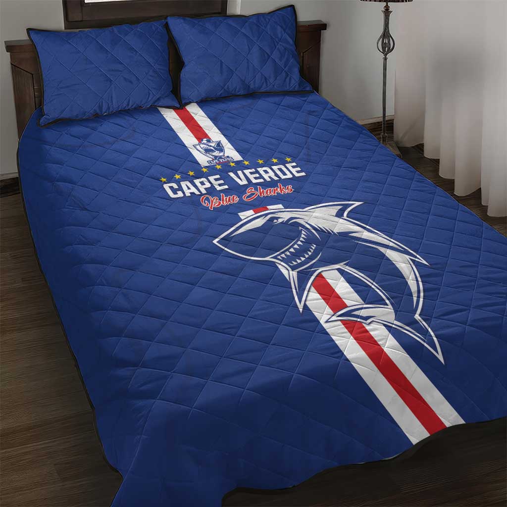 Cape Verde Football Quilt Bed Set Go Champions Blue Sharks LT15